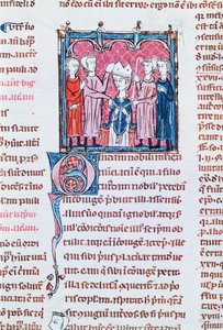 Ms 372 fol.158v Decrets de Gratienからの司教の即位 作： French School