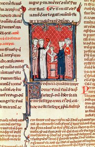Ms 372 fol.161 Decrets de Gratienの洗礼シーン 作： French School