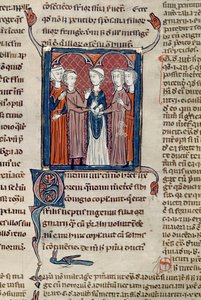 Ms 372 fol.168 Decrets de Gratienの結婚シーン 作： French School