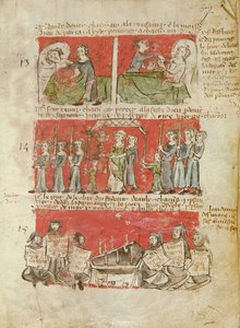 Ms 406 fol.6パリのフバント大学の法定規定からの、フバント大学またはアベマリアの学生の生活の場面、1387