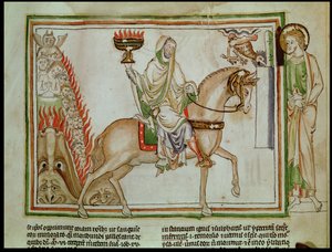 Ms 422 fol.22r 4番目の封印の始まり：淡い馬に乗った死 作： French School