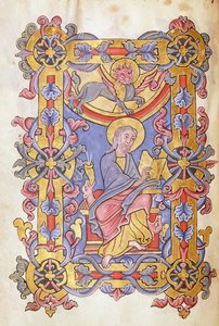 Ms 479 fol。53 St. Mark、Les Gospels de l&39;Abbaye de Cysoingから
