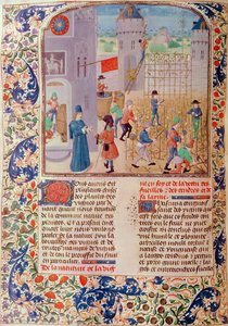 Ms 5064 fol.68vブドウ畑での作業、Livre des Prouffitz Champestres、Pietro de Crescenzi（1230-1321） 作： French School