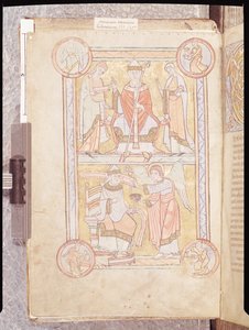 Ms 512 fol.4v St. Gregory the Great（c.540-604）と父のGordienと母親のSilviaと溺死した男の天使（Liber Pastoralis） 作： French School