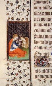 ミス62、f.205v:聖母子像、フランスの時祷書の細部、1445-50年頃（ヴェラム製 作： French School