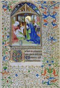 Ms 66 f.44r聖母とヨセフは、時間の本、アミアンから新生児のキリストを崇拝します 作： French School