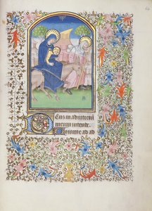 Ms 69 f.64rブザンソン時間帳からの聖家族の飛行 作： French School