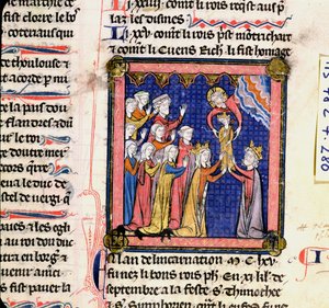 13世紀後半のクロニクドサンドニ出身の782氏f.280フランスのフィリップ2世王（1165-1223） 作： French School