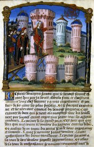 Ms.978 fol.33「城」ガブリエル・ド・ブルボンの一般人向け精神論の挿絵（ベラム製