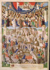 Ms Fr 18 Fol.3v神の都、ラウル・ド・プレスルの聖オーガスティンの作品の翻訳、c.1469-73 作： French School