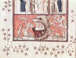 Ms Fr 22912 Fol.2v 聖アウグスティヌス(354-430)の「神の都」から地獄の詳細、Raoul de Presles(1316-82)の翻訳 1400-50年頃 (vellum) 作： French School