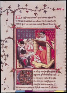 Ms Fr 2608 Fol.295vパリ大学教授、Grandes Chroniques de France、c.1400