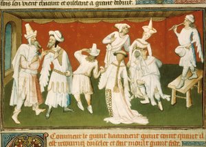 Ms.Fr.2810 「カンバリックの大ハーンの饗宴」マルコ・ポーロとルスティケロによる「世界の不思議の書」からの細密画、1410〜12年頃（ヴェラムにテンペラ画 作： French School
