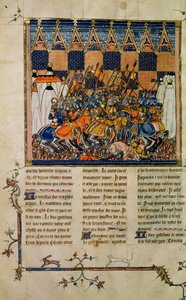Ms Fr. 352 fol。 49vバトルシーン、Godefroi de Bouillonの伝記、西洋聖徒の歴史