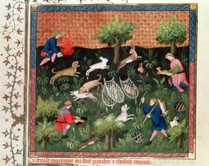 Ms Fr 616 fol.92 15世紀後半のガストンフェブスデフォワ（1331-91）によるリブレデラシャスの狩猟野ウサギ 作： French School