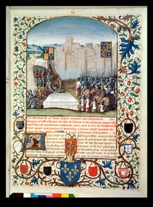 Ms Fr 82 Fol。59アンジャンヌクロニークダングレテール出身のブルゴーニュおよびイギリス軍、ジャンバタードデワヴリン作、c.1470-80 作： French School