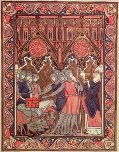 Ms Lat 10525 fol.6アブラハムは彼の囚人と彼の戦利品をセントルイスの詩篇、c.1258-70からメルキゼデクに贈る