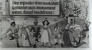 Ms Lat 1173 f.20牧歌的なダンス、Charles dAngoulemeの時間、c.1480 作： French School