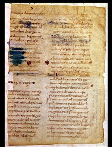 Ms Lat 12832 Fol。カロリング朝の財産所有の一覧、サンジェルマンデプレの修道院のイルミノンのポリプティック 作： French School