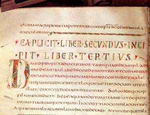 Ms Lat 1732 Fol.67v歴史的に描かれた頭文字D、Saint Ambroise（340-396）の作品 作： French School