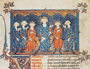 Ms Lat 8504 f.1vフランスのフィリップ4世（1268-1314）と彼の4人の子供と兄弟のシャルルヴァロワ
