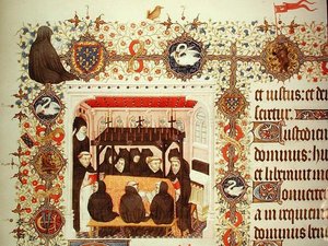 Ms Lat 919 公爵夫人の喪服 紋章や動物の詳細が記載されている「Grandes Heures de Duc de Berry」より 作： French School