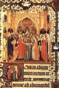 Ms Lat 919 fol.37 「ベリー公爵の大いなる喜び」より「聖母の結婚 作： French School