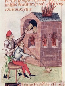 MS 993 L.9.28 f.138rガラス送風機、Dioscorideによるハーブ条約から 作： French School