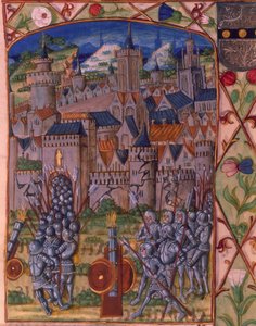 ミズ・ロワイヤル 20 E.III fol.152v エヴルーの捕獲、「Chroniques de France ou de Saint Denis」より