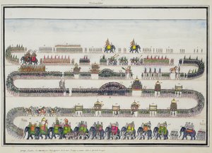 ムハーラムセレモニー、ファイザーバード、1772年、ジェンティルアルバムより1774年に出版 作： French School