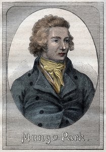スコットランドの探検家マンゴ・パーク - マンゴ・パーク（1771-1806）の肖像 - "The Great Mariners of 18th century "のイラスト 作： French School