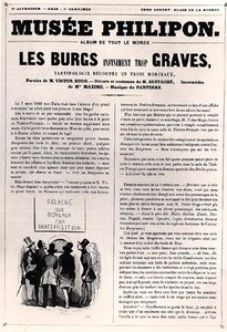 フィリッポン美術館」ヴィクトル・ユーゴー（1802-85）の戯曲「Les Burgraves」（1843年）の風刺画、1843年頃（エングレーヴィング） 作： French School