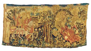 神話のタペストリーの断片、ストラスブール、c.1470-80 作： French School
