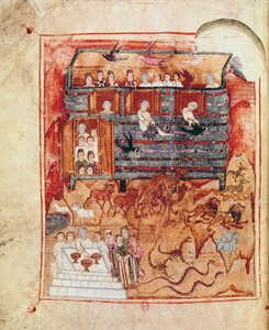 NAL 2334 fol.10v Noahs Ark、De Tours Pentateuch作 作： French School