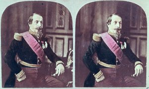 ナポレオンIII（1808-73）、1860年頃、1860年から1870年の間に撮影されたカラー立体写真 作： フランス語学校
