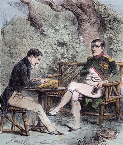 Napoleon a Sainte-Helene - ナポレオンがEmmanuel Pons de Las Cases (1800-1854) の息子に回想録を口述する - Emmanuel de las Cases, Napoleon, Memorial de Sainte-Heleneより。 作： French School