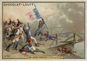 1796年11月15〜17日、イタリア、フランス革命戦争、アルコレ橋の戦いでのナポレオン 作： French School