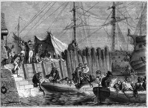ナポレオン戦争 - ウォルヘレン島を去るイギリス軍 1809年 - イギリス軍は1809年にオランダのウォルヘレン島を放棄した - アドルフ・ティエール著「領事の歴史に続く帝国の歴史」に掲載 - 1879年 - 個人蔵 作： French School