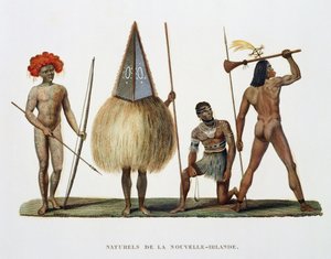 ルイスイシドルデュペリー（1786-18年）、1822年、1823年、1824年、1825年にラコキールのラコルベットデサマヘストで王の騎士団によって実行された、世界一周航海のニューアイルランド原住民 作： French School