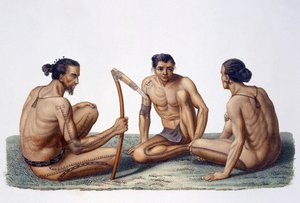 キャロライン諸島のオウアラン島の先住民、1826年 作： French School