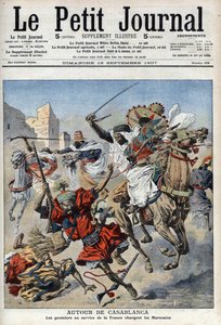 カサブランカの近くで、モロッコ人に突撃するグミエたち（イラスト：「Le Petit Journal」より）。