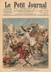 カサブランカの近く、モロッコ人を襲撃するグミエ、「ルプチジャーナル」からの挿絵、挿絵、1907年9月15日 作： French School