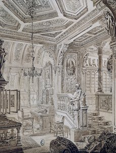 C Gosseによるネオ・ルネッサンス様式の書斎 作： French School