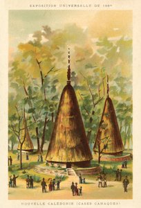 ニューカレドニア（カナックの小屋）、1889年パリ万国博覧会（クロモリト