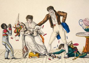 新年の贈り物、「le Bon Genre」のプレート32、1800-1810年頃（カラーエングレーヴィング） 作： French School
