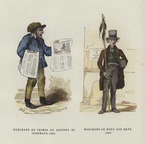 新聞の売り手とキャッチャー、1845 作： French School