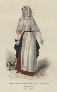 朝のガウンの貴婦人、1676年 作： French School