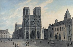 ノートルダム大聖堂、19世紀初頭（カラー彫刻） 作： French School