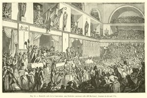 1795年5月20日の日、チュイルリーの古い機械ホールにある新しいコンベンションホール 作： French School