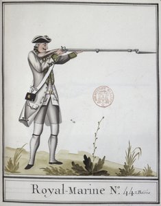銃剣を銃剣で撃ったマリンロワイヤルの将校、1768年 作： French School